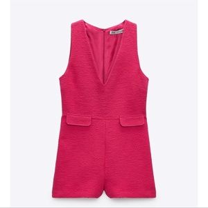 Zara short textured weave jumpsuit